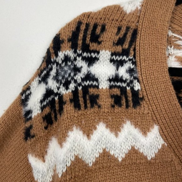 Ann Taylor Woman's‎ Sz XS Brown and Black Fair Isle Boyfriend Cardigan Sweater - Picture 7 of 10